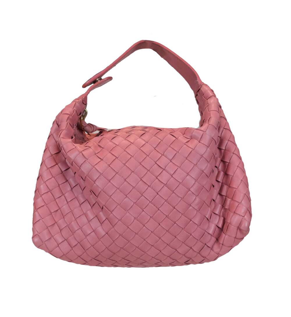 Bottega Veneta Pink Intrecciato Leather Wallace Hobo
